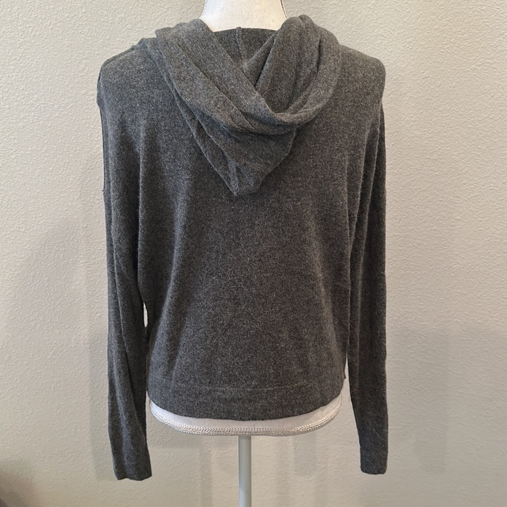 Grey Drawstring Knit Hooded Pullover - Picture 6 of 8
